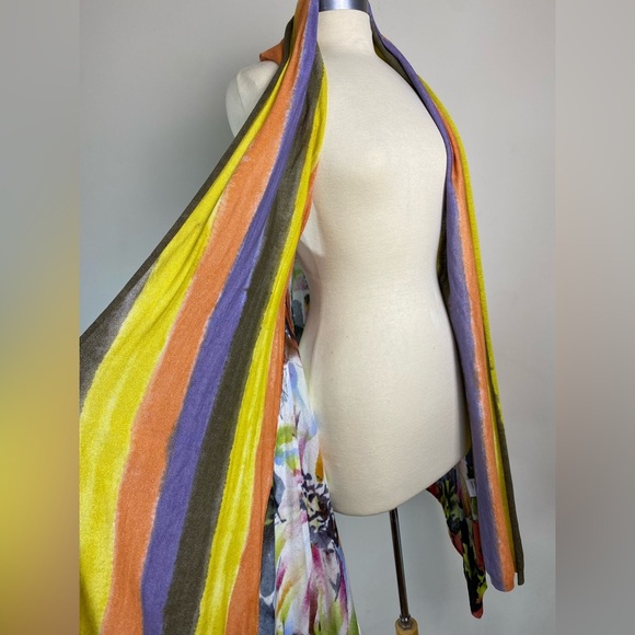 ADORE Women's Medium Sleeveless Floral Art Longline Drape Cardigan Duster Boho - Picture 3 of 10